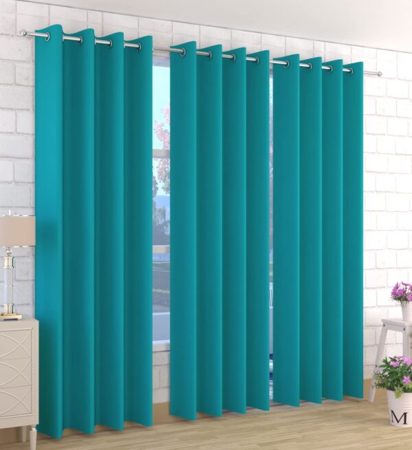 Aqua Blackout Curtains: 2 Piece Room Darkening Thermal Insulated Set