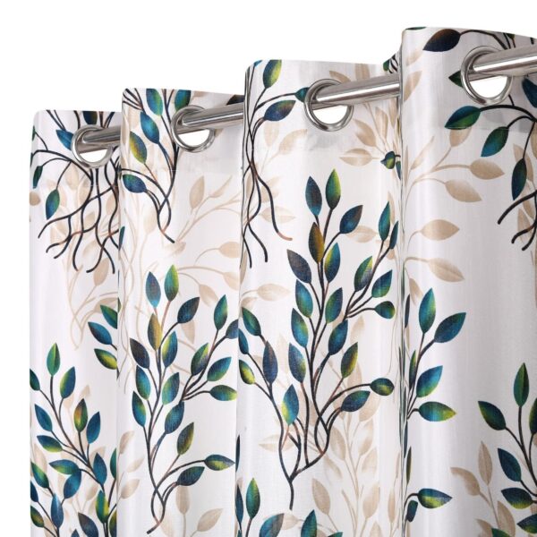 Aqua Leaf Print Room Darkening Curtains for Stylish Bedroom Decor