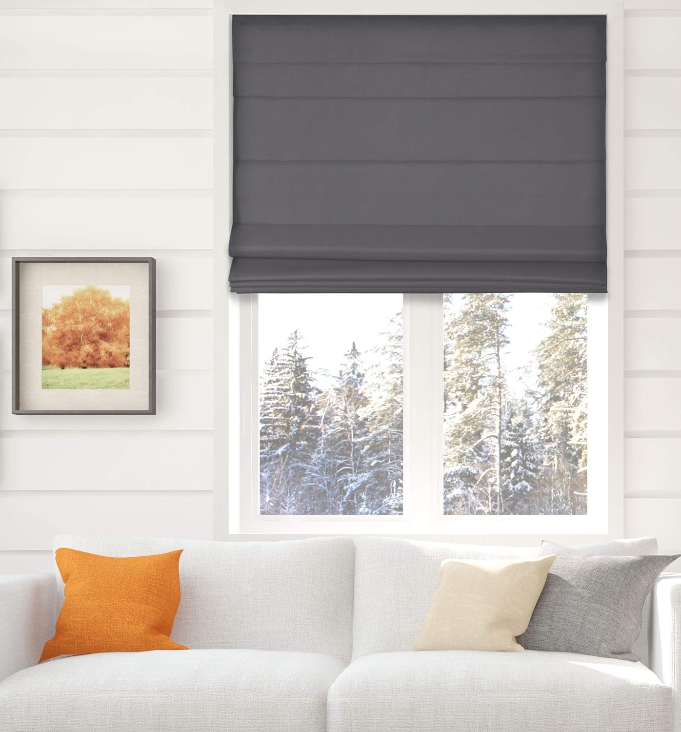 Transform Your Space with Arlo Blinds Graphite Thermal Roman Shades