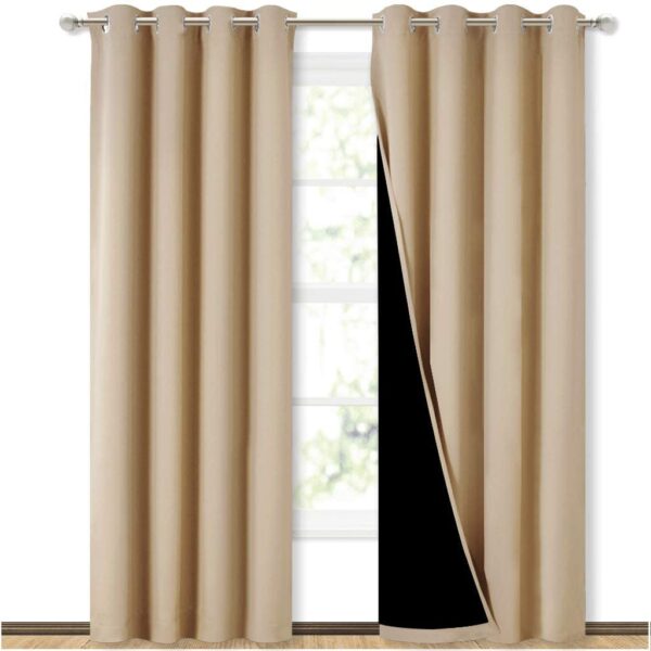 BFAM Premium Blackout Curtains: Noise Reducing, Double Layer for Bedrooms