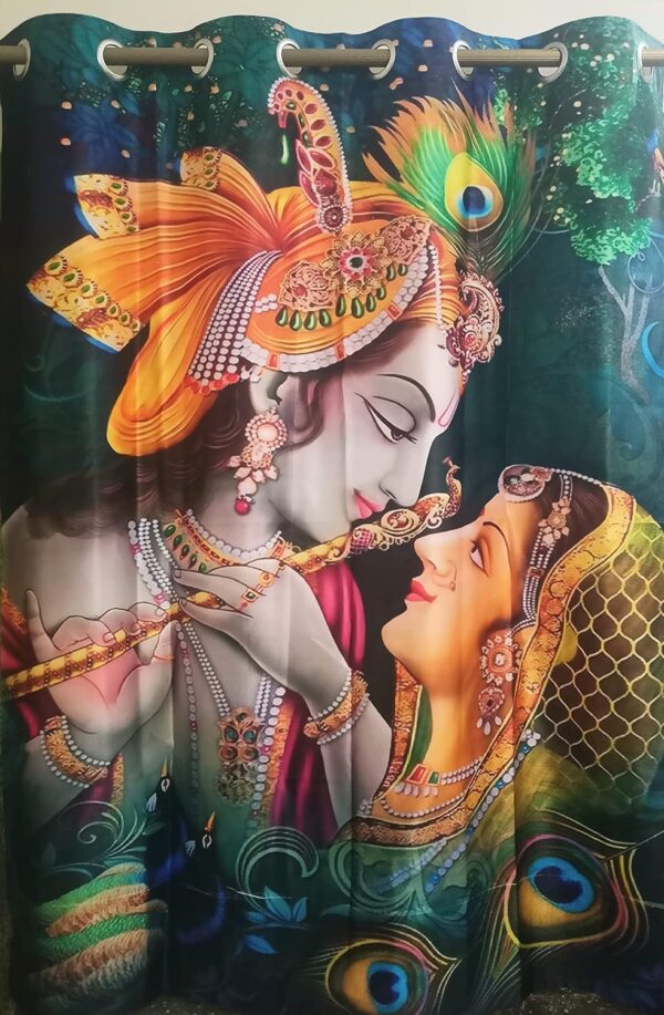 Bal Gopal Krishna God Design Curtains for Pooja Room and Home Decor