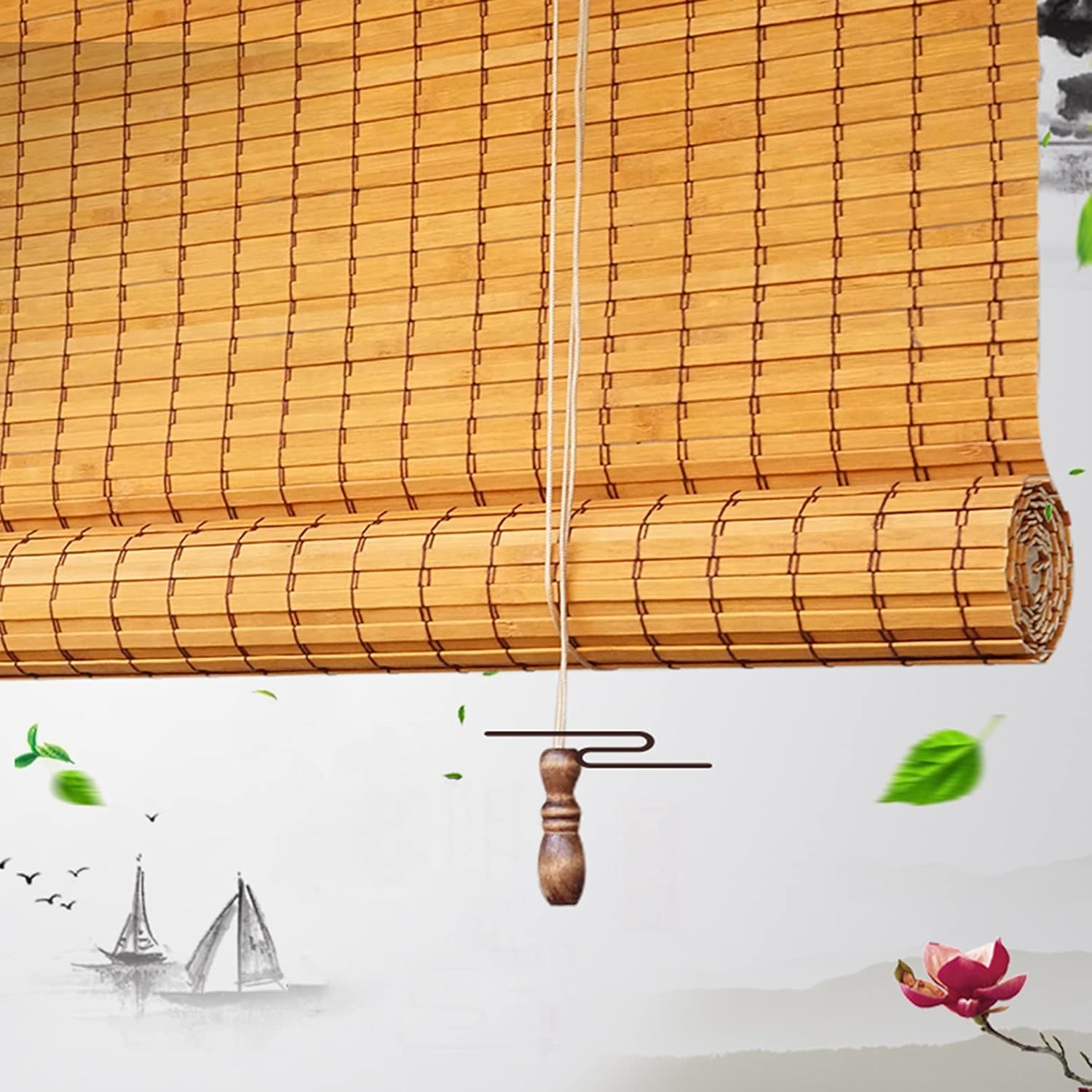 Stylish Bamboo Outdoor Roller Shades: Perfect Light Filtering Blinds for Any Space