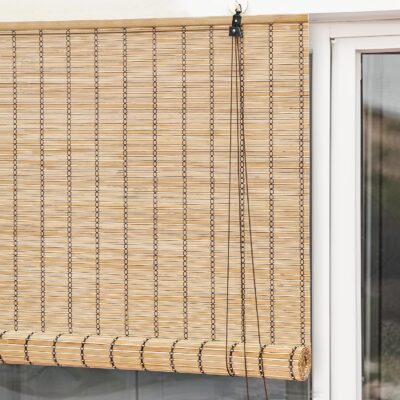 Bamboo Roll-Up Curtain: Privacy, Sun Protection for Windows and Doors