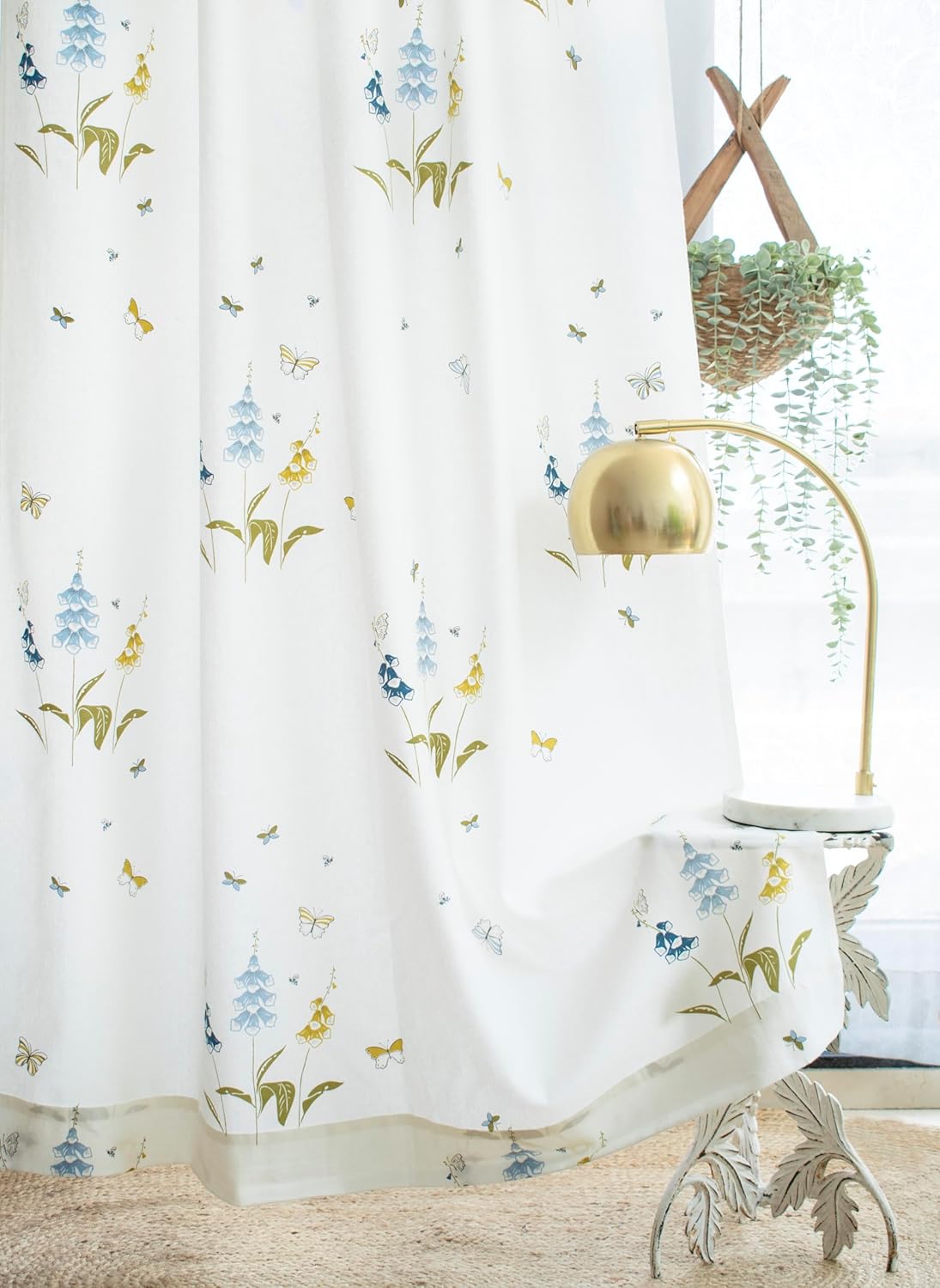 Beautiful Blue Cotton Curtains: Stylish Floral Print with Excellent Room Darkening