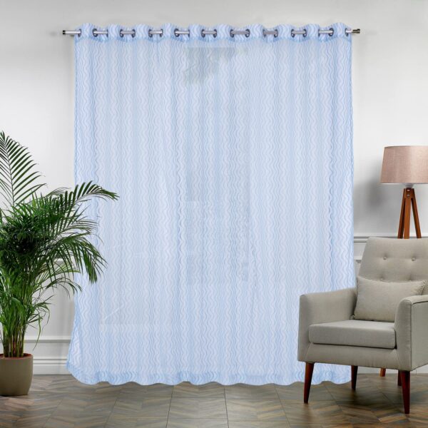 Beautiful Geometric Blue Sheer Curtains for Living Room and Bedroom Decor