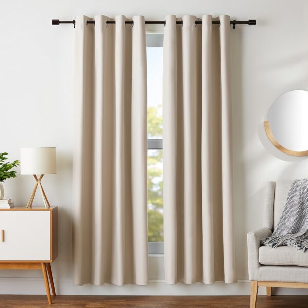 Beige Blackout Curtains Set - 42"x84", Polyester Grommet Style for Darkening