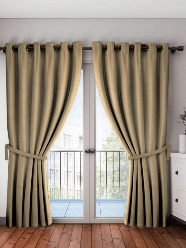 Beige Blackout Door Curtains - 7 Feet, Pack of 2 for Stylish Privacy