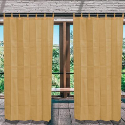 Beige HDPE Outdoor Curtains for Sun Blockage and UV Protection – 2 Pack