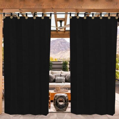 Black Outdoor Curtains with UV Protection for Balcony and Window Temperature Control