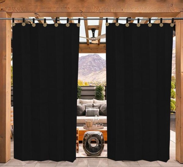 Black Outdoor Curtains with UV Protection for Balcony and Window Temperature Control