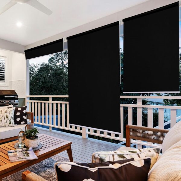 Black Waterproof Roller Blinds for Sun Blockage - 4.5 x 8 Feet Curtains