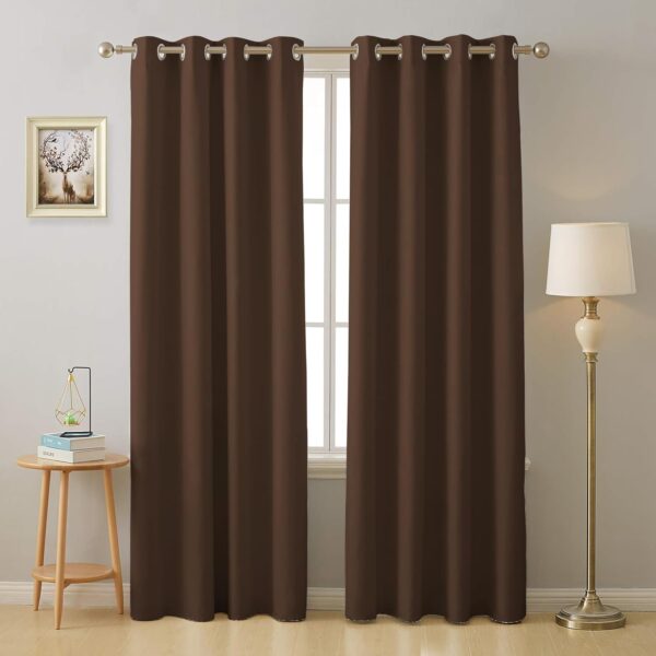 Blackout Door Curtains Set of 2 - 7 Feet, Dark Brown Grommet Design