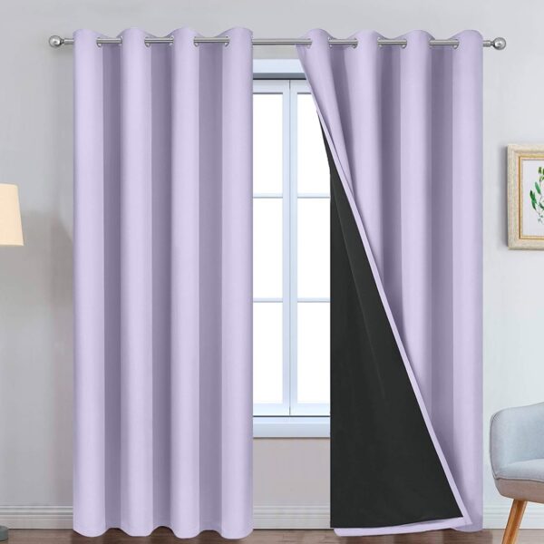 Blackout Thermal Insulated Drapes for Girl's Bedroom - Lilac 2 Panels