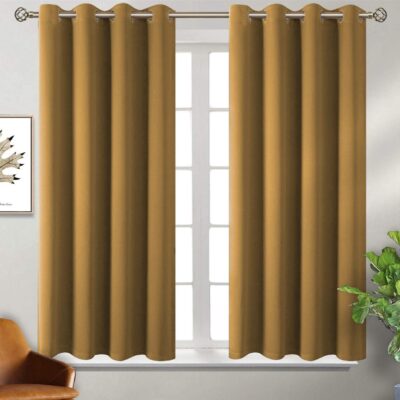 Blackout Window Curtains Set of 2 – Room Darkening 5 Feet Mustard