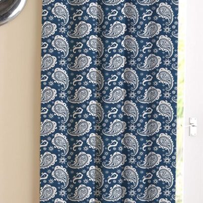 Blue Cotton Blackout Door Curtains – 9ft Room Darkening Solution