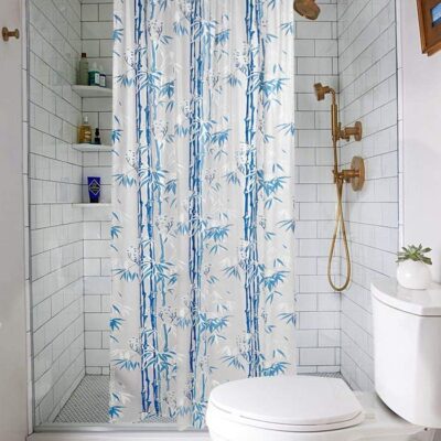 Blue Multi Waterproof Shower Curtain for Bathroom and Room – 7ft Size