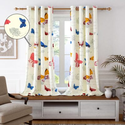 Bohemian Floral Cotton Window Curtains – Light Filtering Living Room Decor