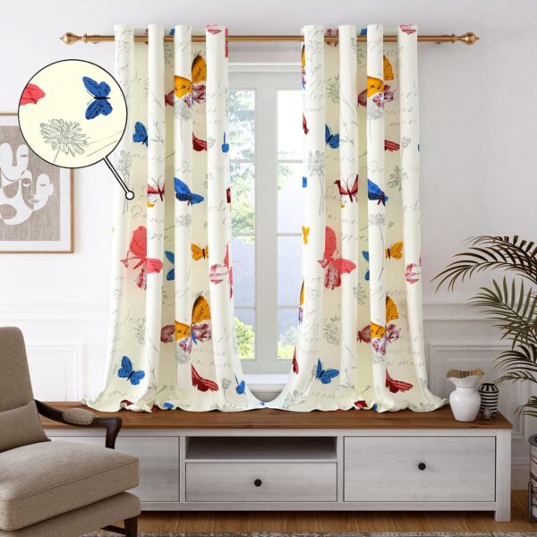 Bohemian Floral Cotton Window Curtains - Light Filtering Living Room Decor