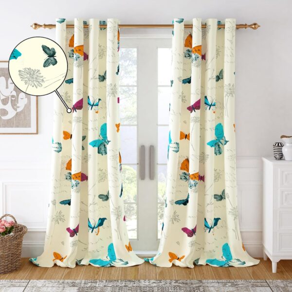 Bohemian Floral Door Curtains: Light Filtering Cotton in White & Pink