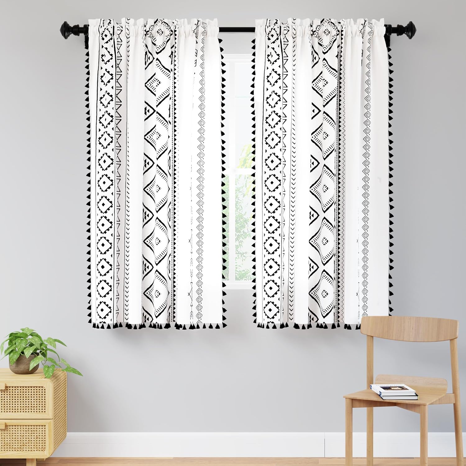 Chic Boho Semi Sheer Curtains with Tassels for Stylish Home Decor