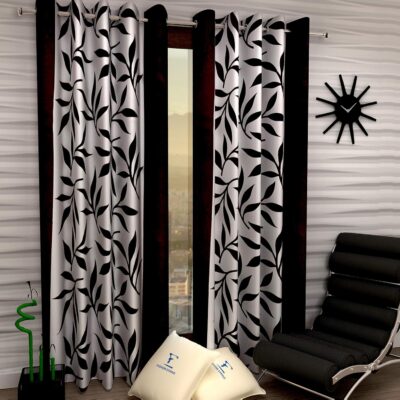 Brown Semi-Sheer Grommet Window Curtain Set – Stylish 5 Feet Long Drapes