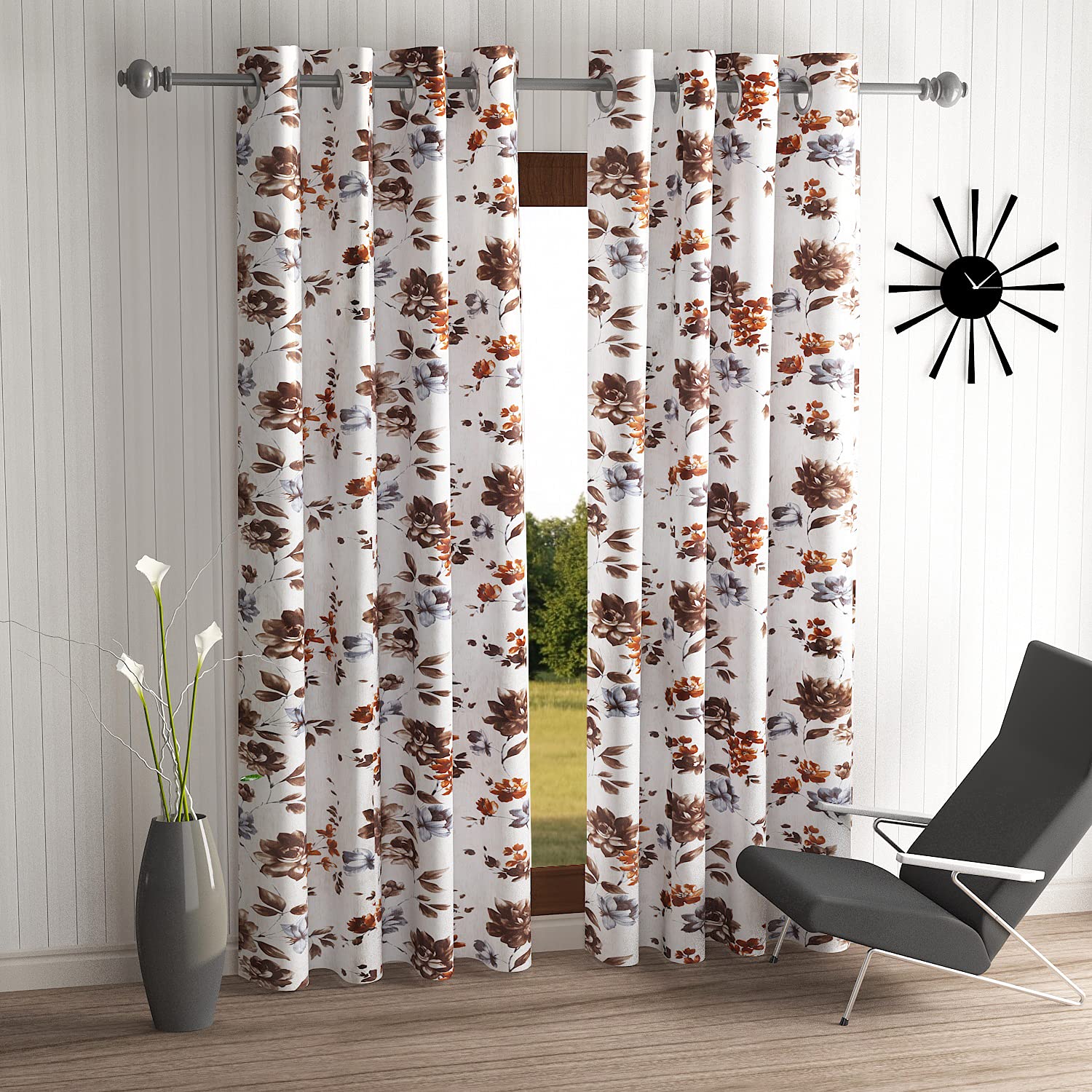 Elevate Your Space with Brown Windflower Eyelet Door Curtains: Stylish Drapes Review