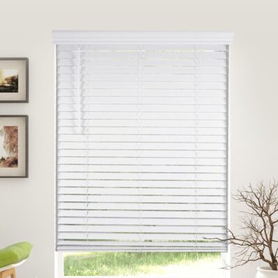 Calyx Interiors 2″ Slat Faux Wood Blinds: Cordless Snow White Elegance