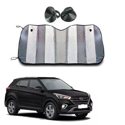 Car Sunshade Film for Creta Type-1: UV Protection Silver Foil Windshield Shade