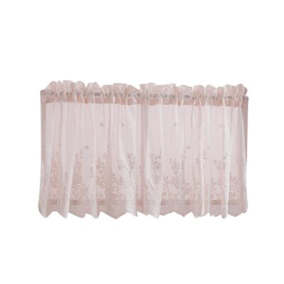 Charming Pink Embroidered Voile Sheer Curtain Valance Tiers for Elegant Windows