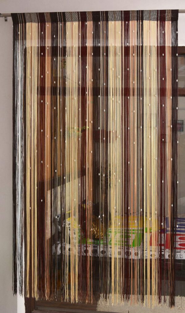 Coffee Multi String Curtains - HOMA DORN Polyester Door and Window Decor