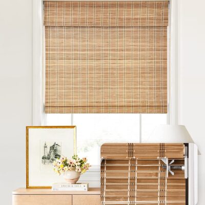 Cordless Bamboo Roman Shades: Stylish, No-Drill Light Filtering Window Treatment