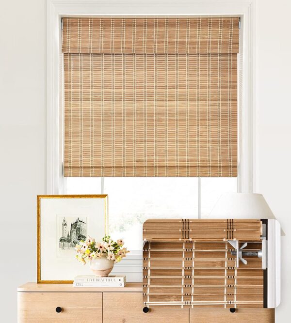 Cordless Bamboo Roman Shades: Stylish, No-Drill Light Filtering Window Treatment