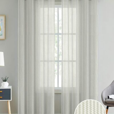 Cortina White Polyester Linen Sheer Curtain Set with Eyelet Rings