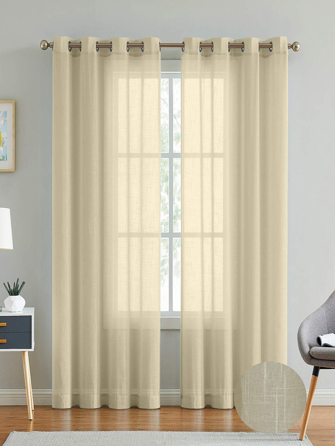 Transform Your Space with Cotton Linen Sheer Curtain Set for Elegant Decor