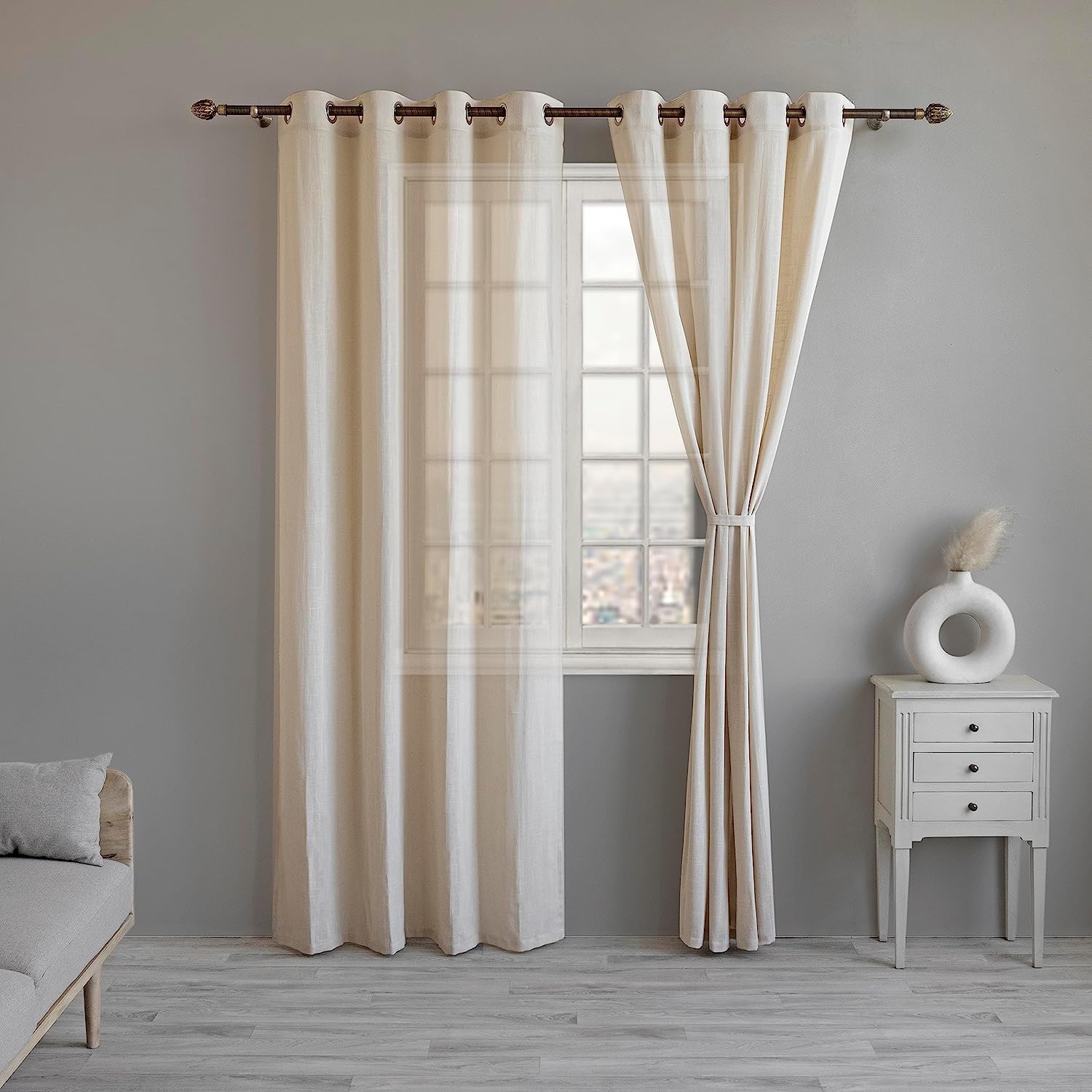 Transform Your Space with Cotton Linen Sheer Curtain Set – Stylish & Natural