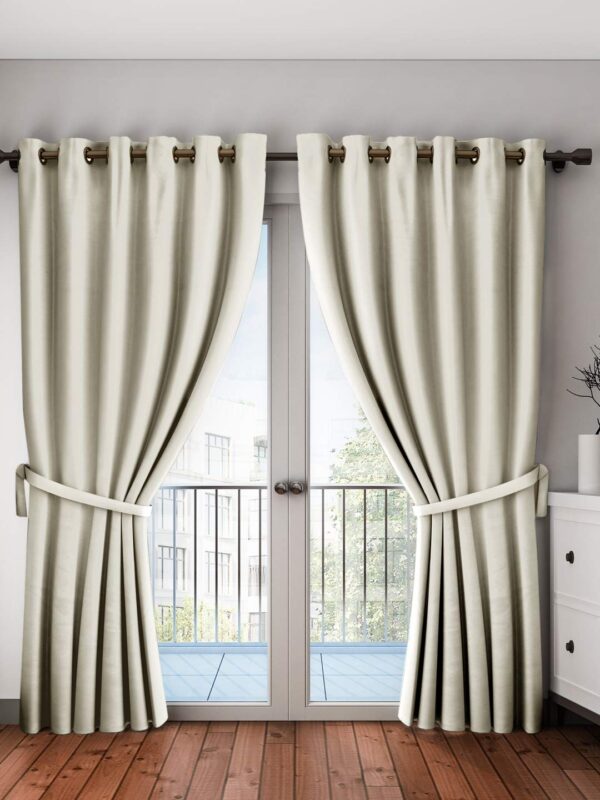 Cream 100% Blackout Eyelet Door Curtain - Home Sizzler, 7ft Polyester Elegance