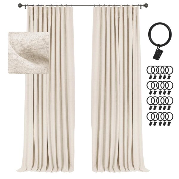 Cream Blackout Curtains 72 Inches Long for Ultimate Light Blocking and Insulation