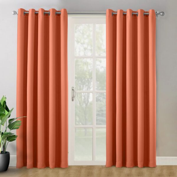 Curtain Set of 2: 7ft Blackout Polyester Door Curtains in Rust Color