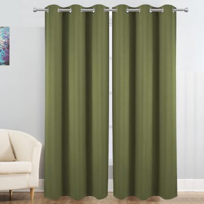 Dark Green Room Darkening Blackout Curtains – Insulated, 6 Feet Long