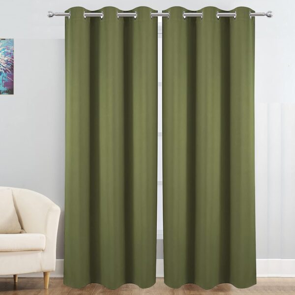 Dark Green Room Darkening Blackout Curtains - Insulated, 6 Feet Long