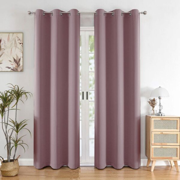 Dark Lavender Thermal Insulated Blackout Curtains for Maximum Room Darkening