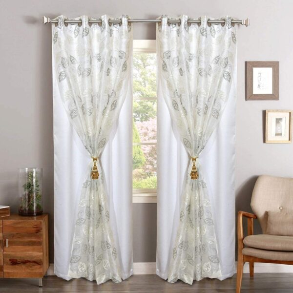 Dashing Fabrics 2-in-1 Polyester Blackout Curtains with Elegant Embroidery Design