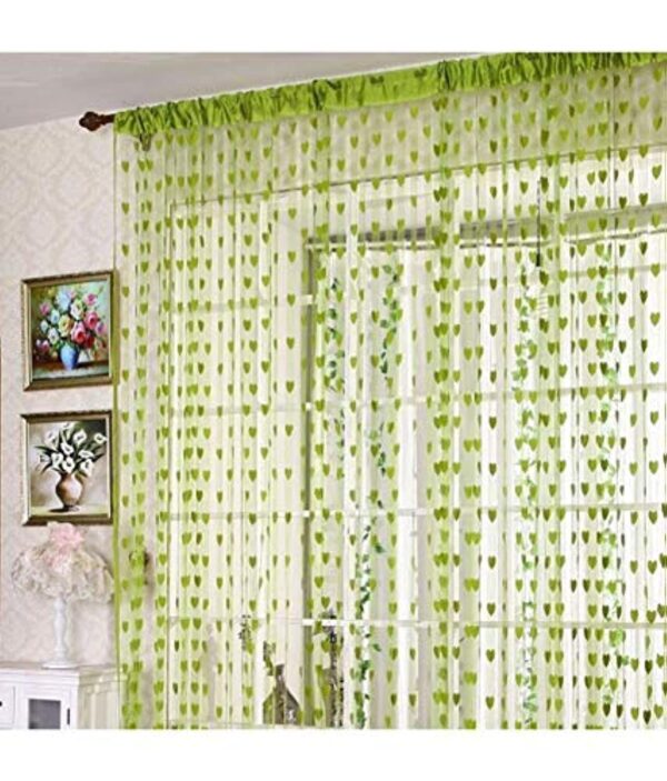 Decorative Green Heart Curtain: Stylish Semi-Sheer Rod Pocket for Rooms