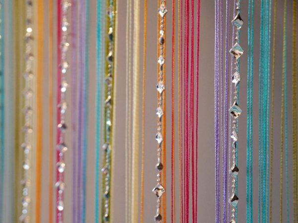 Decorative Thread Curtain with Silver Kite Bead - Stylish Room Divider 7FT