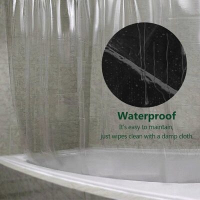 Durable PVC Waterproof Transparent Shower Curtains – 4 Pack with Hooks