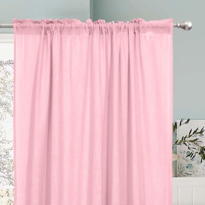 Elegant 100% Cotton Sheer Curtains in Baby Pink for Living Room Decor