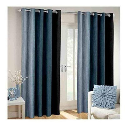 Elegant 3D Blackout Curtains Set for Long Doors in Grey