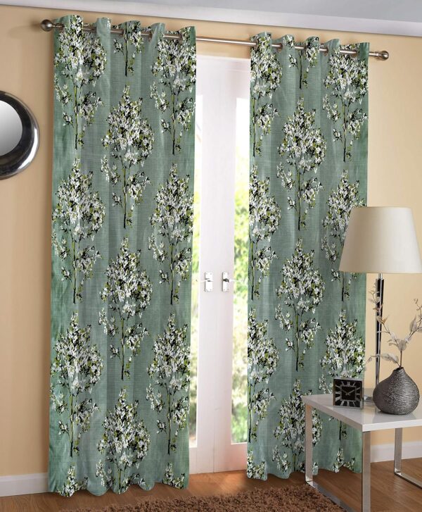 Elegant 3D Floral Digital Printed Polyester Curtains for Living Room & Bedroom