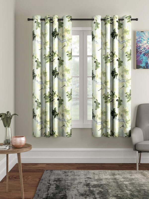 Elegant 3D Flower Eyelet Curtains for Stunning Green Home Decor