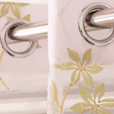 Elegant 5 Ft Sheer Tissue Grommet Curtains with Floral Embroidery for Homes